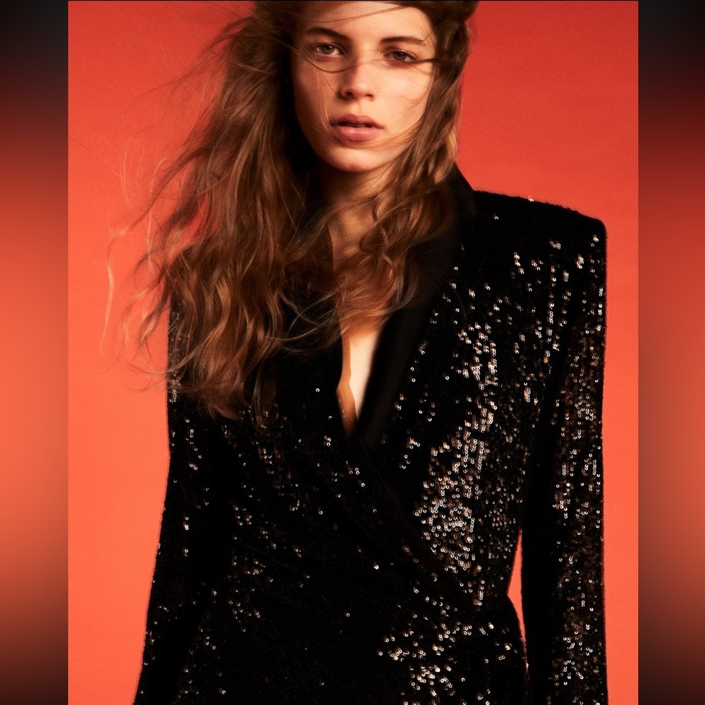 Blogger’s Favorite Zara Black Sequin Wrap Dress